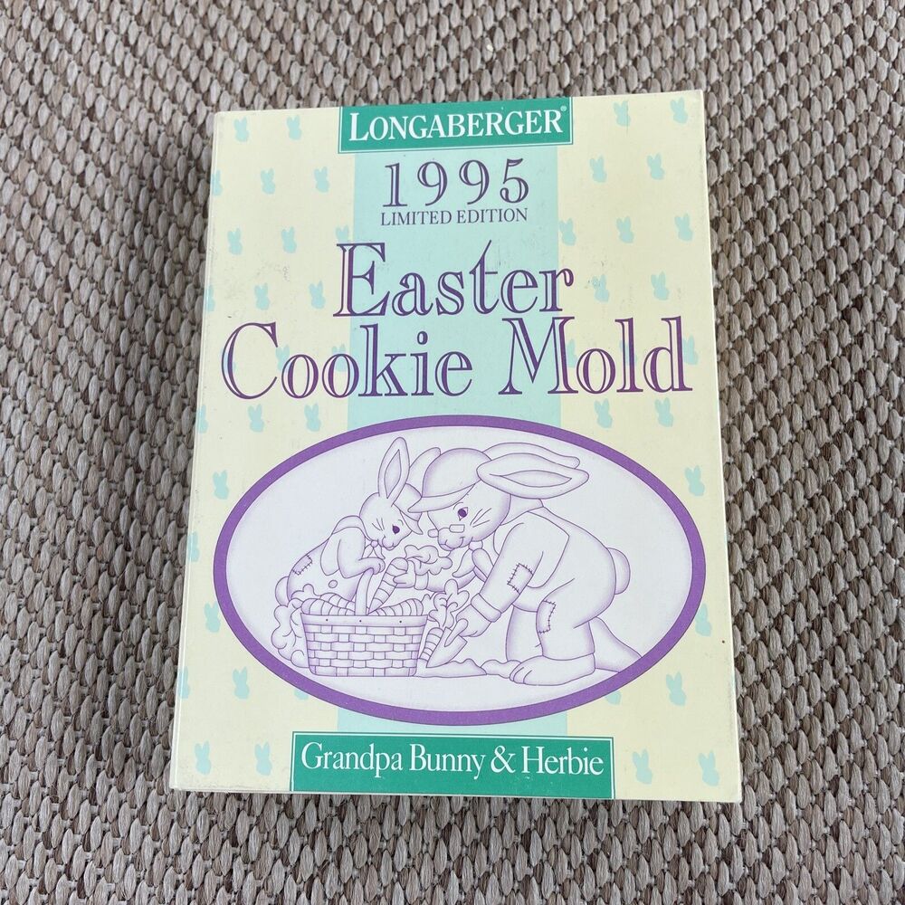 Longaberger Pottery 1995 Easter Cookie Mold "Grandpa Bunny & Herbie" New In Box‎